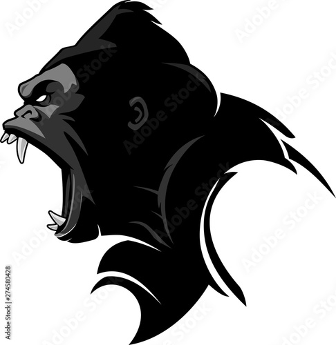 Growling Wild Gorilla Side View