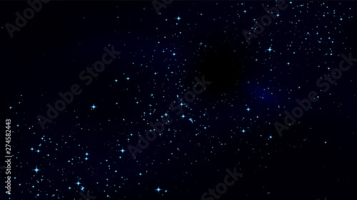 Black hole in the starry night sky, vector art illustration.