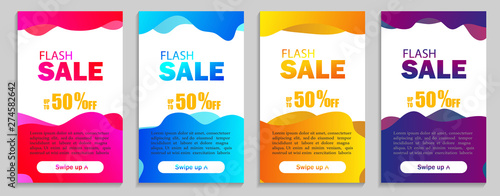 Set of dynamic geometric liquid shapes. Modern design covers for website, presentations or mobile apps. Flash sale template for social media. vector eps10