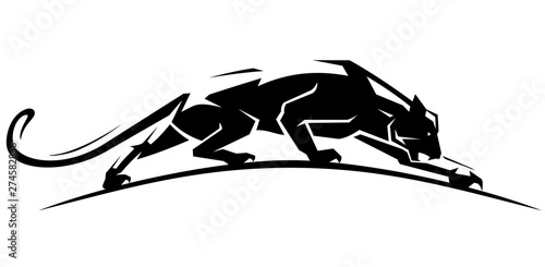 Vászonkép Jaguar Crawl Side View, Geometric Style