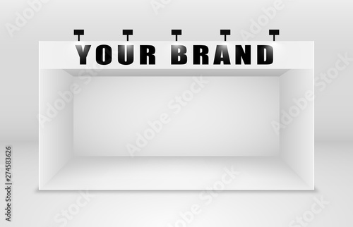White creative exhibition stand design. Booth template. Corporate identity vector