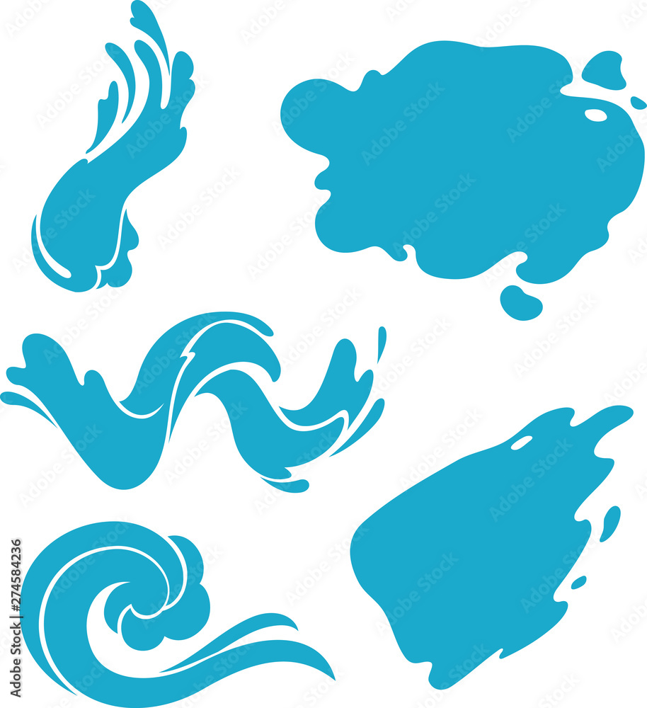 Liquid Water Shapes Bundle, Isolated Vector