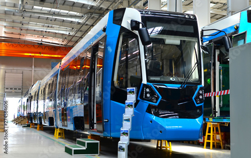 08.06.2019. Minsk, Belarus: Swiss rail vehicle manufacturer Stadler executes awarded the contract to manufacture and deliver tramway «Metelista» for the Cochabamba Metropolitan Train project, Bolivia photo