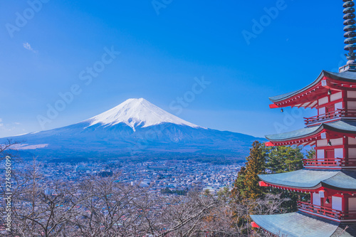 Beautiful scenery of Mount Fuji on sunny days