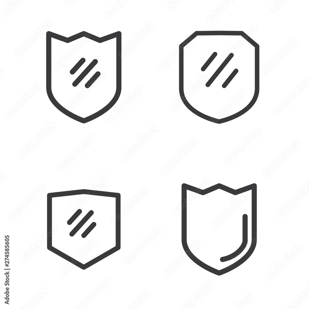 Set of shield vector illustration line desig Set of shield vector illustration line desig
