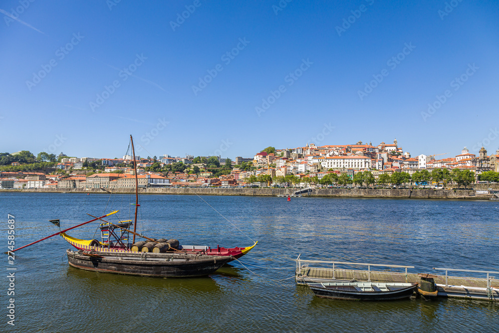 Wine boats on the river Douro in Porto, Portugal