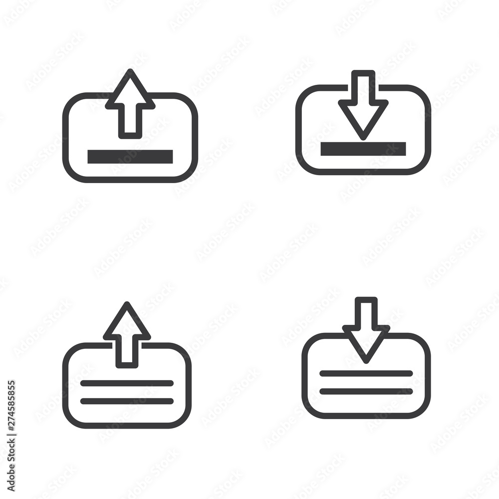 Set of upload and download icon line design suitable for modern interface or minimalist graphic design Set of upload and download icon line design suitable for modern interface or minimalist graphic design