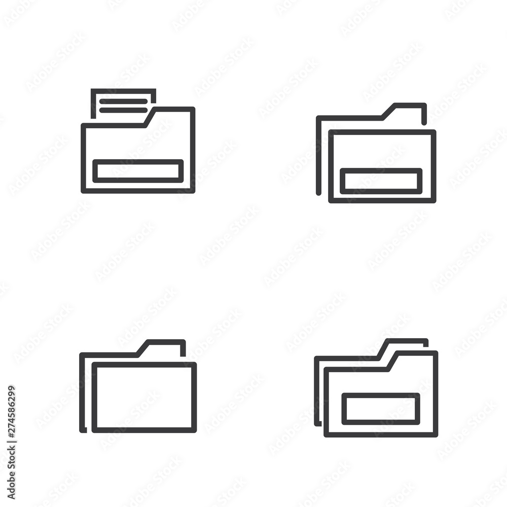 Set of folder icon with line design Set of folder icon with line design