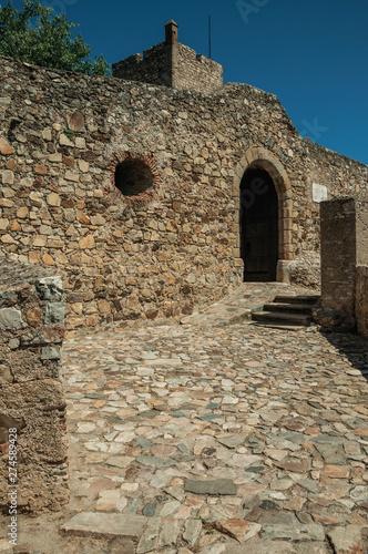 Gateway in the stone outer wall with tower at the Marvao Castle