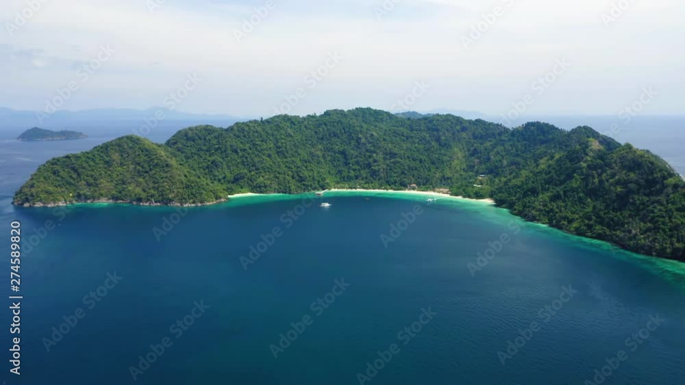 Aerial view from a drone of beautiful Nyaung Oo Phee island on sunny day in Myanmar Aerial view from a drone of beautiful Nyaung Oo Phee island on sunny day in Myanmar