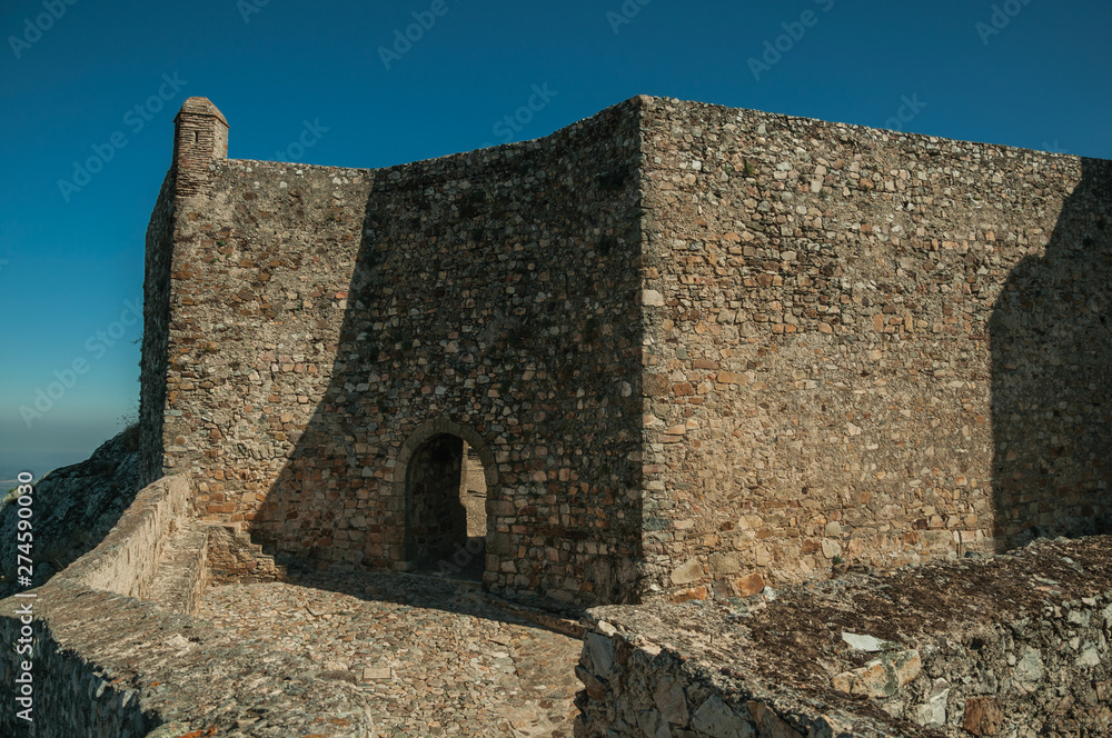 Arched gateway in the stone internal wall at the Marvao Castle