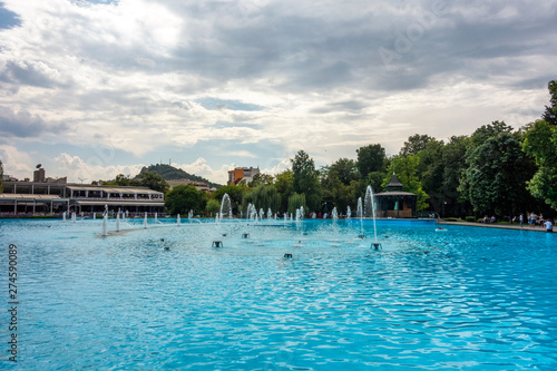 Singing fountain in the central park of Plovdiv, Bulgaria.