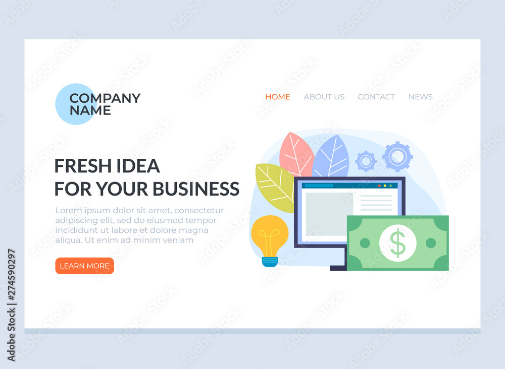 Fresh business idea banner poster website concept. Vector flat cartoon graphic design isolated illustration