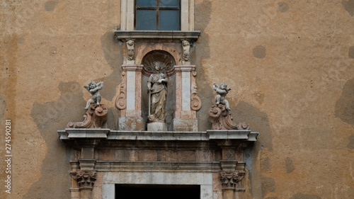 Noto, Sicily. Facade of Basilica Santissimo Salvatore, designed by Vincenzo Sinatra in the first half of the XVIII century. photo