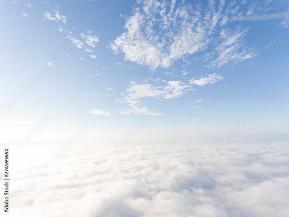 Naklejka premium Sunrise above cloudsมSunrise over the clouds, photos from drones
