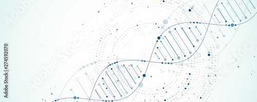 Science template, wallpaper or banner with a DNA molecules. Vector illustration.