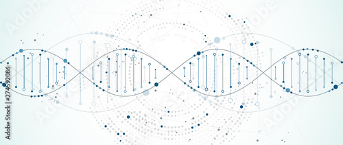 Science template, wallpaper or banner with a DNA molecules. Vector illustration. photo