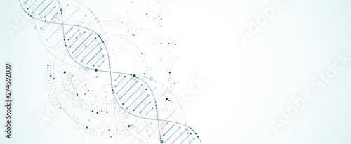 Science template, wallpaper or banner with a DNA molecules. Vector illustration. photo