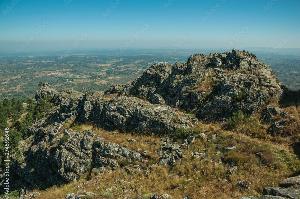 Fototapeta premium Rocky hill with countryside landscape at the Marvao Castle