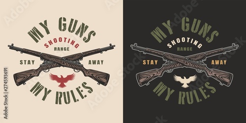 Vintage military colorful print