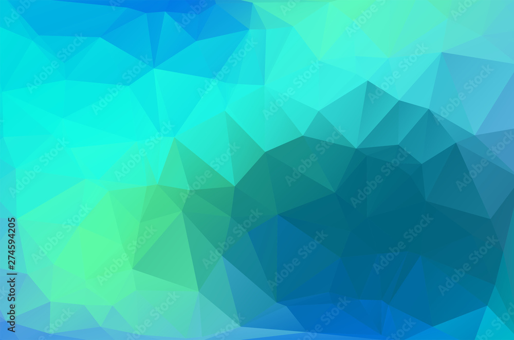 Fototapeta premium Light Blue green turquise Low poly crystal background. Polygon design pattern. Low poly vector illustration, low polygon background.