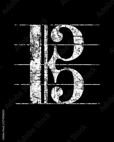 Alto Clef, Viola Key (Vintage White)