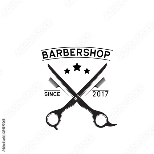 barber shop logo isolated on white background, vector illustration