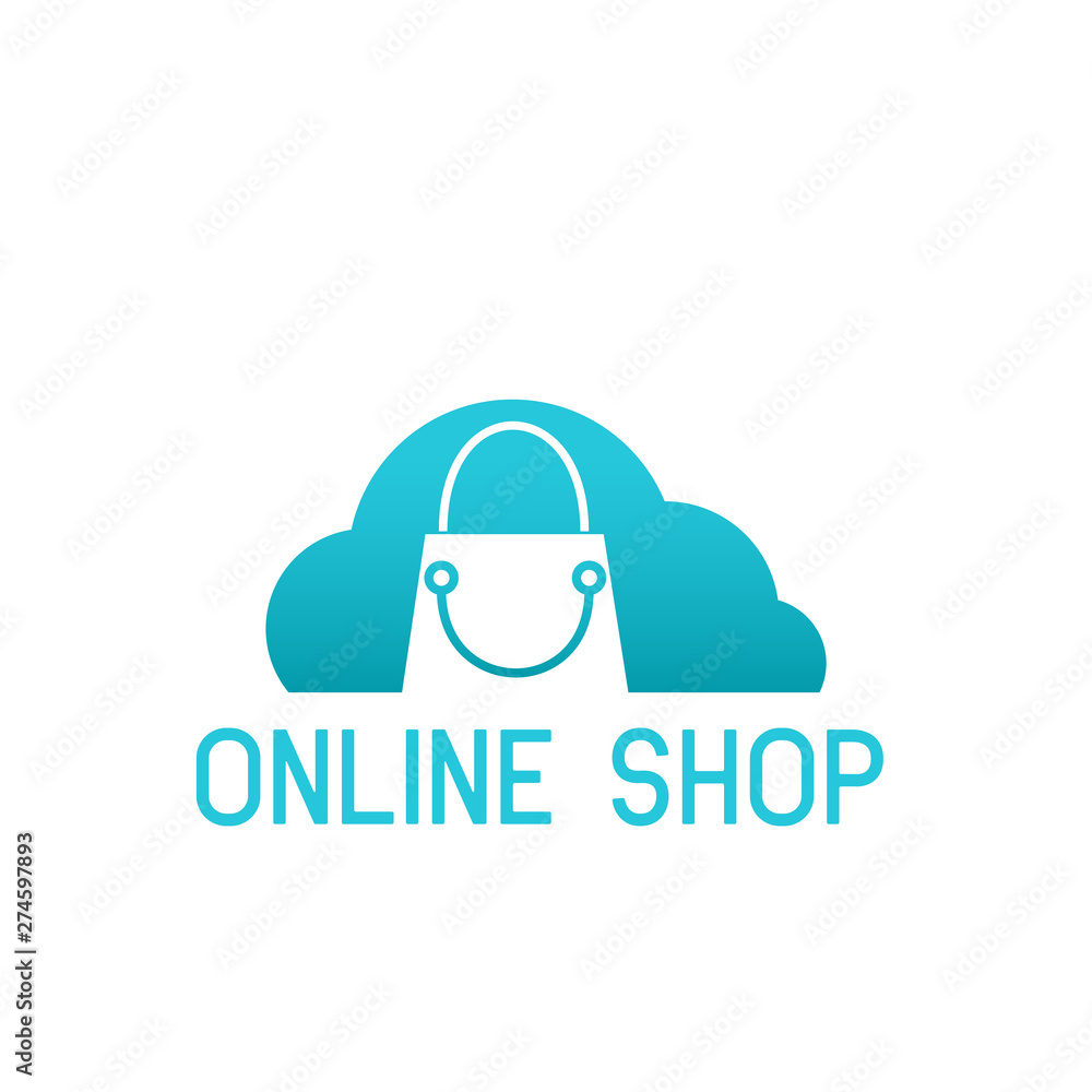 online shopping logo on white background. vector illustration online shopping logo on white background. vector illustration