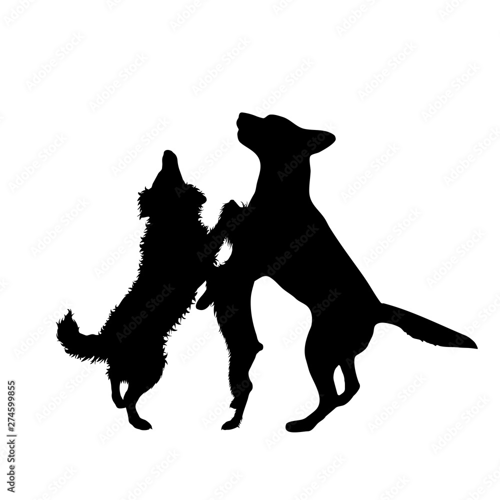 Vector silhouette of group of dogs. Symbol of animal friends on white  background. Funny activities. Stock Vector | Adobe Stock
