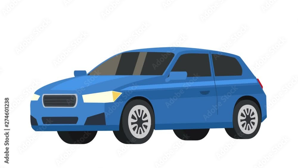 Cartoon isolated blue car flat animation Cartoon isolated blue car flat animation