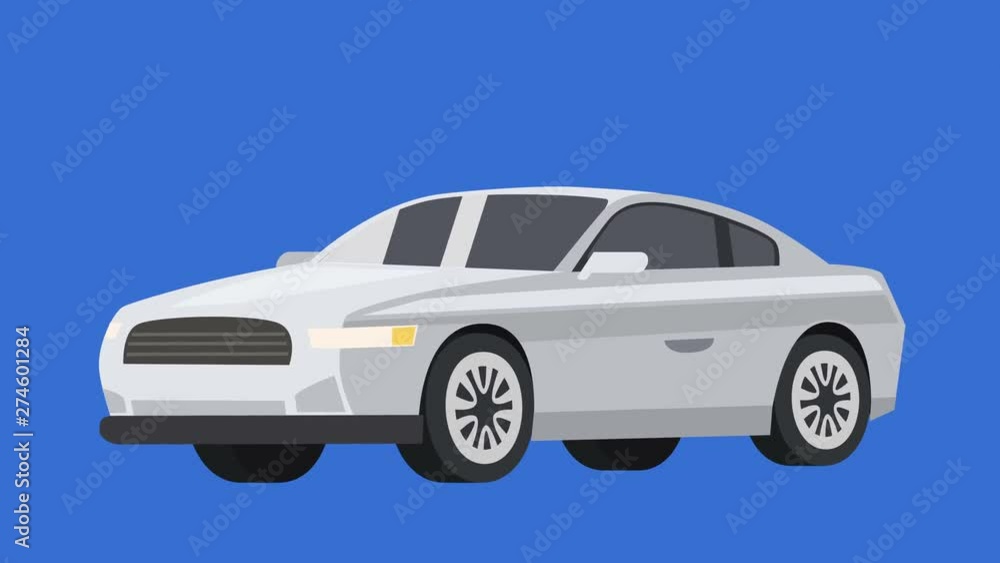Cartoon isolated white car flat animation Cartoon isolated white car flat animation