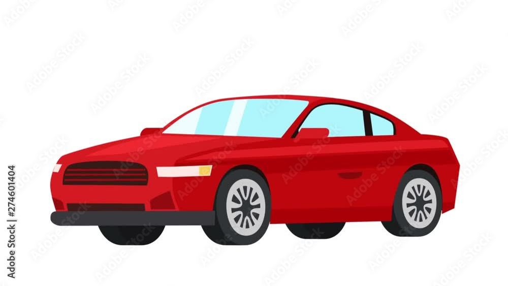 Cartoon isolated red car flat animation Cartoon isolated red car flat animation