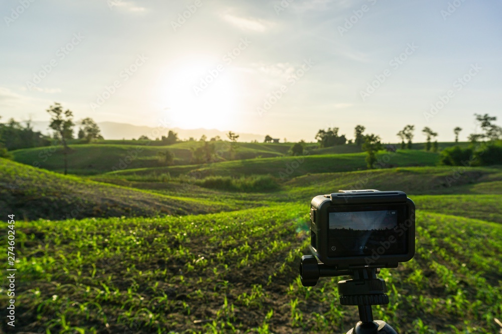 Fototapeta premium Shooting with a small camera