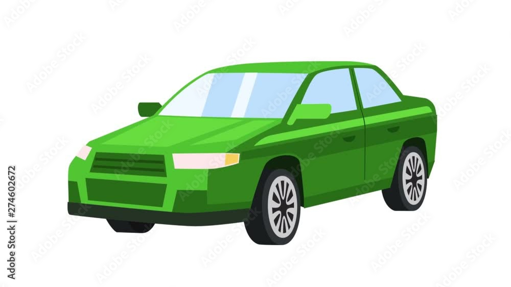 Cartoon isolated green car animation Cartoon isolated green car animation