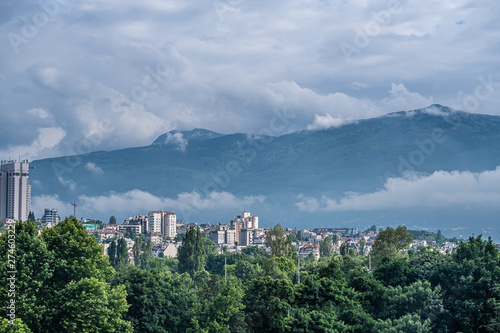 The city center of sofia with the iconic vitosha mountain massif in the background, Sofia, Bulgaria photo