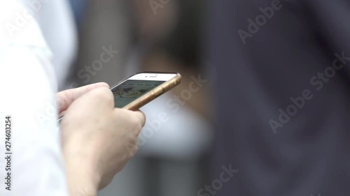 Man Using His Smart Phone Online Social Network.