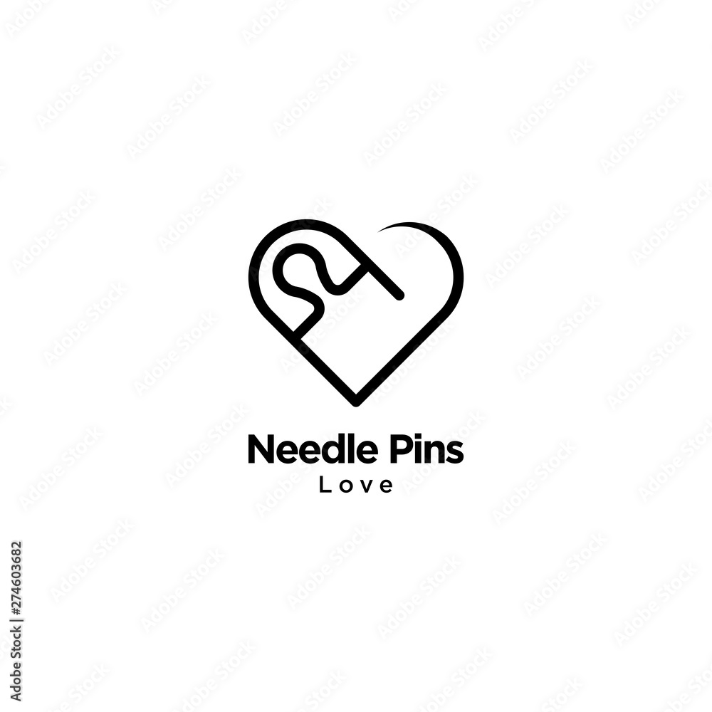Needle Pins Love Logo Outline Monoline