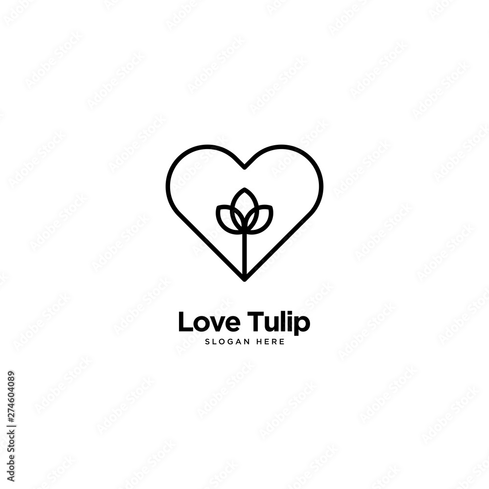 Love Tulip Logo Outline Monoline