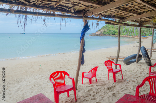 Men beach at Nam Du island  view from a small shop on the beach