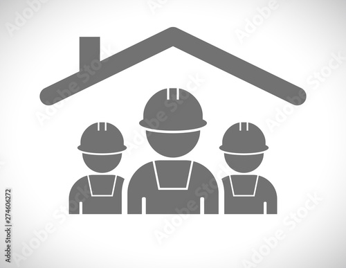 workers under roof icon