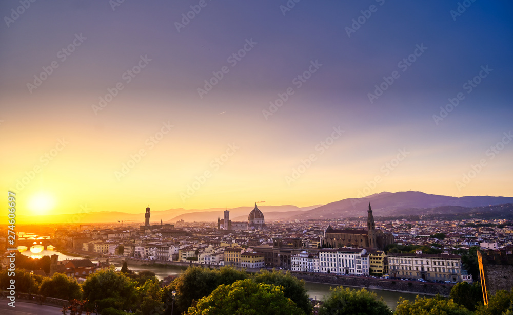 The sunset over Florence, capital of Italy’s Tuscany region.