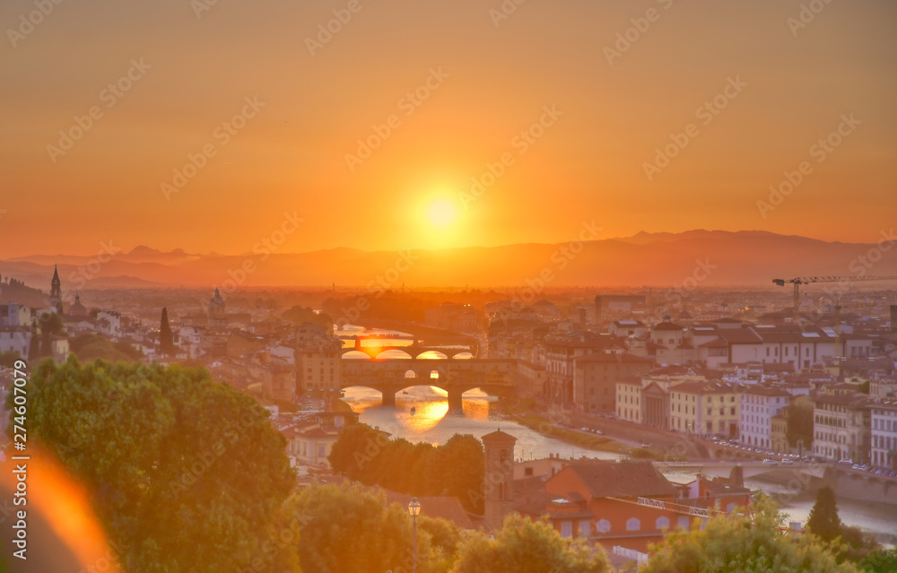 The sunset over Florence, capital of Italy’s Tuscany region.