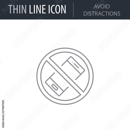 Symbol of Avoid Distractions. Thin line Icon of Productivity And Concentration. Stroke Pictogram Graphic for Web Design. Quality Outline Vector Symbol Concept. Premium Mono Linear Beautiful Plain