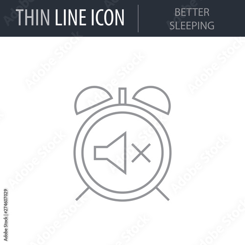 Symbol of Better Sleeping. Thin line Icon of Productivity And Concentration. Stroke Pictogram Graphic for Web Design. Quality Outline Vector Symbol Concept. Premium Mono Linear Beautiful Plain