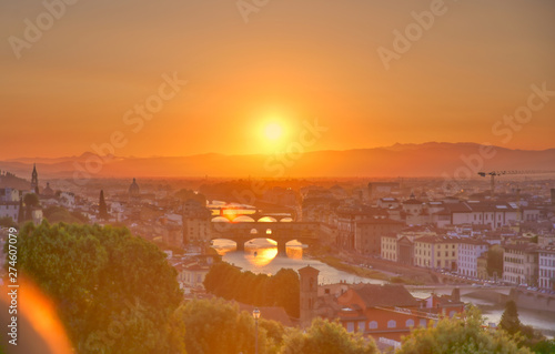 Obraz na płótnie The sunset over Florence, capital of Italy’s Tuscany region. w salonie