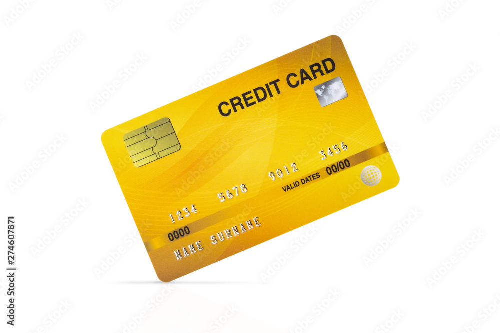 Yellow Credit Card isolated on white background with clipping path. Yellow Credit Card isolated on white background with clipping path.