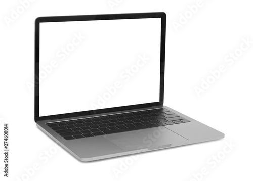 Laptop with blank screen isolated on white background with clipping path.