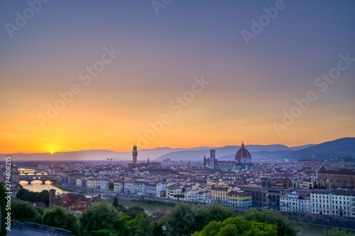 The sunset over Florence, capital of Italy’s Tuscany region. © Jbyard