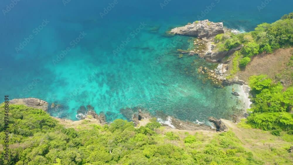 Aerial view from a drone of beautiful Nyaung Oo Phee island on sunny day in Myanmar Aerial view from a drone of beautiful Nyaung Oo Phee island on sunny day in Myanmar