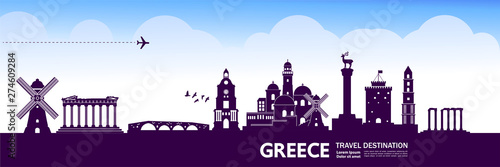Greece travel destination grand vector illustration.